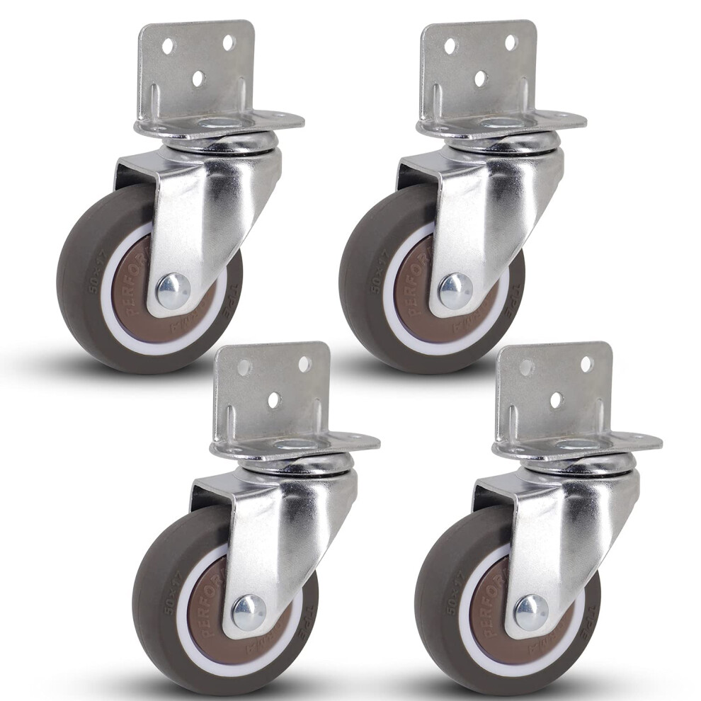 Lymgs 2 Pollici Piastra Girevole A L Con Clip A L Piastra Di Installazione Laterale Per Spazi Stretti 50 Mm Ruota In Gomma Tpe Con Cuscinetti A S-image