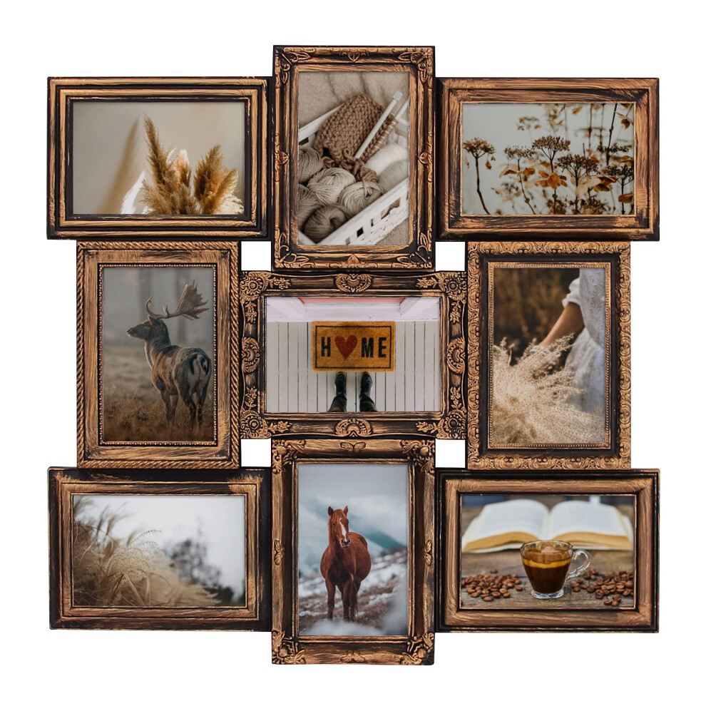 Ensembles de cadres photo JMDeco pour collage mural 9 cadres photo ouvrants Collage Cadre photo collage 6 x 4 avec souvenir d'un ami de la famill