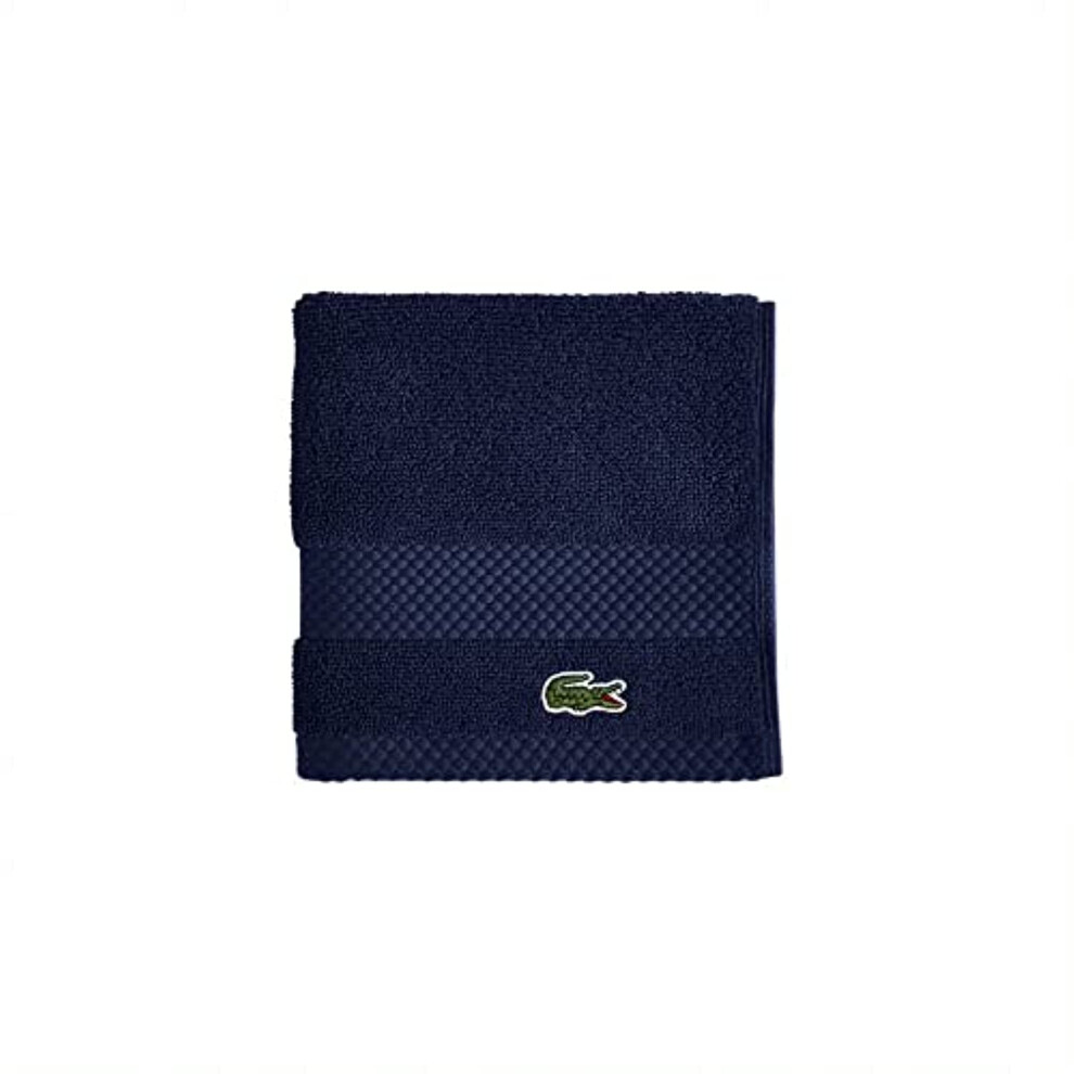 Lacoste Heritage Supima Cotton Wash Cloth  Navy  13"""" x 13""""-image-OPC-PFNFTVF-NEW