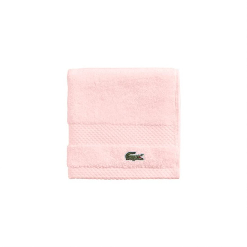 Gant de toilette Lacoste Heritage en coton Supima rose clair 33 x 33 cm