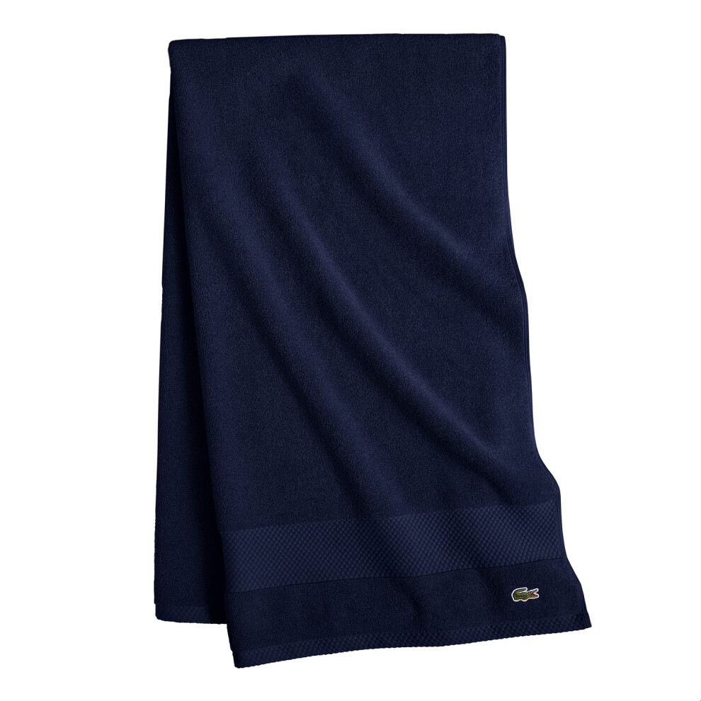 Drap de bain Lacoste Heritage en coton Supima bleu marine 89 x 178 cm