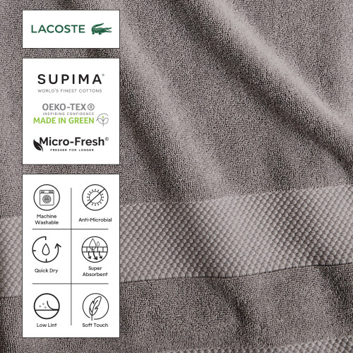 Lacoste Lacoste Heritage Supima Cotton Bath Howlels Meteorite 30 """" X 54 """" 2