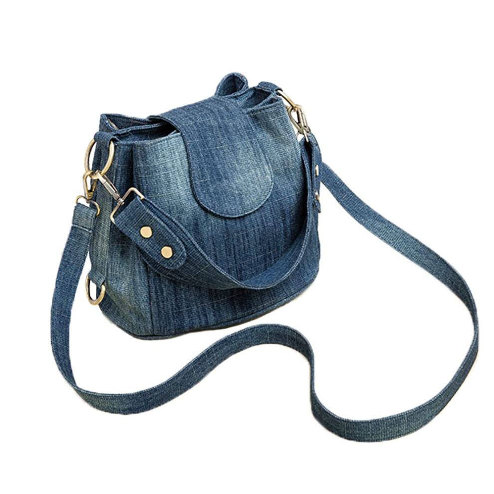 NIGEDU Sac     main d   contract    en jean pour femme, sac     bandouli   re, grande capacit   , fourre-tout vintage en toile (bleu fonc   )