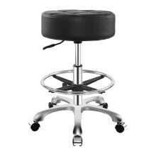 Ainilaily Rollhocker für Werkstatt, Tattoo, Salon, schwerer hydraulischer Stuhl mit Rollen (Schwarz, mit Fußstütze)