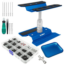 Globact RC Bilreparationsarbejde Stativ Reparationsværktøjssæt 360 graders rotation og 521 pcs RC -skruer Kit og RC -skruetræk og skruer Palle Ki