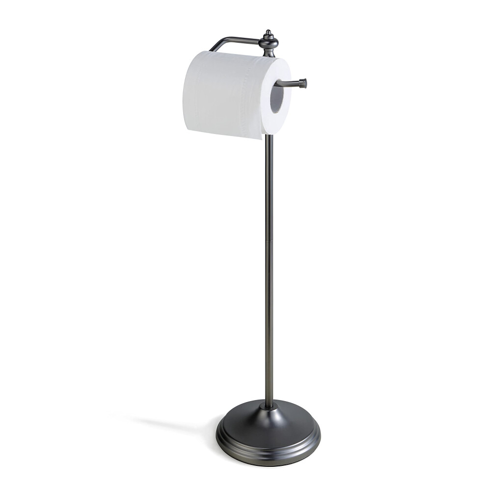 Porte-rouleau de papier toilette sur pied SunnyPoint pour salle de bain avec fonction de r   serve (nickel noir)