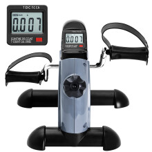 Mini Exercise Bike himaly Under Desk Bike Pedal Exerciser Portable Foot Cycle Arm & Leg Peddler Machine with LCD Screen Displays (Gray'')