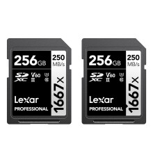 Lexar 256GB (2-Pack) Professional 1667x SDXC Memory Cards  UHS-II  C10  U3  V60  Full-HD & 4K Video  Up To 250MB/s Read  for Professional Photographer