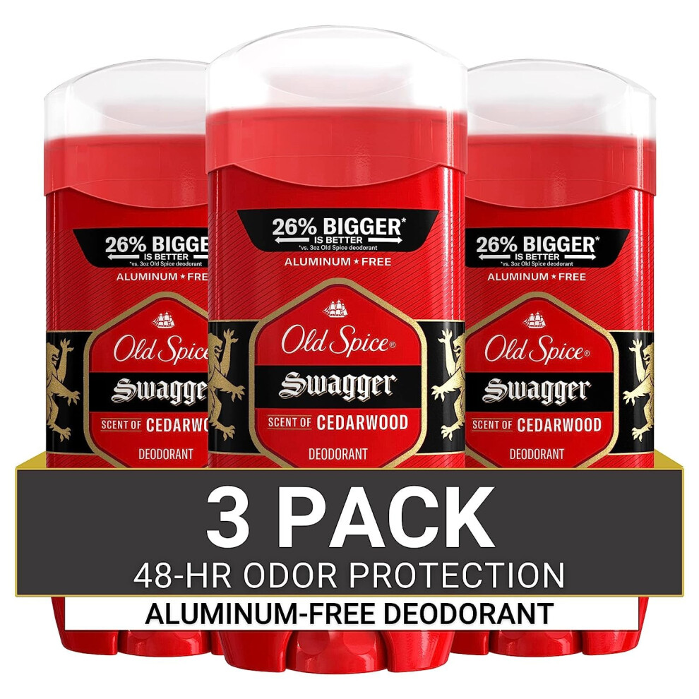 Old Spice Aluminum Free Deodorant for Men  24/7 Odor Protection  24/7 Lasting Freshness  Red Collection  Swagger with Cedarwood Scent  3.8 oz (Pack of