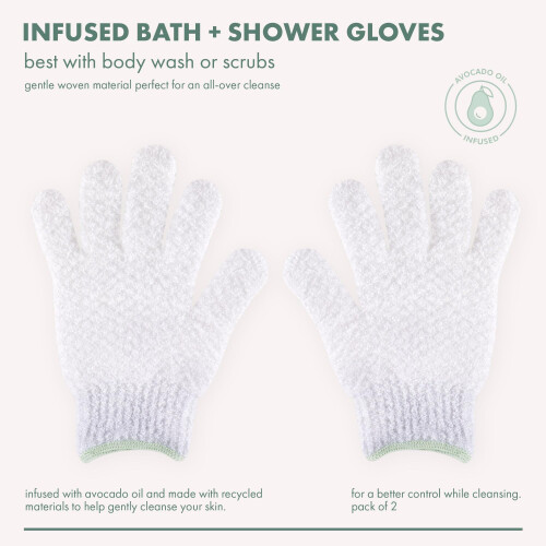 EcoTools, Sanfte Bade- + Duschhandschuhe, Mit Avocadoöl angereichert, 1 Paar 2