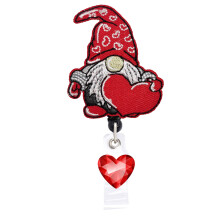 Schattige Gnome met hart intrekbare badge Reel ID-tag met alligatorclip 24 inch nylon koord verpleegkundige kantoormedewerker naambadge