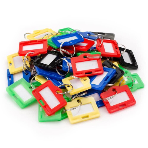 BARSKA BARSKA Multi-Purpose Key-tags med skrive-p?-m?rker og ringholdere-100 sm? farvede tags