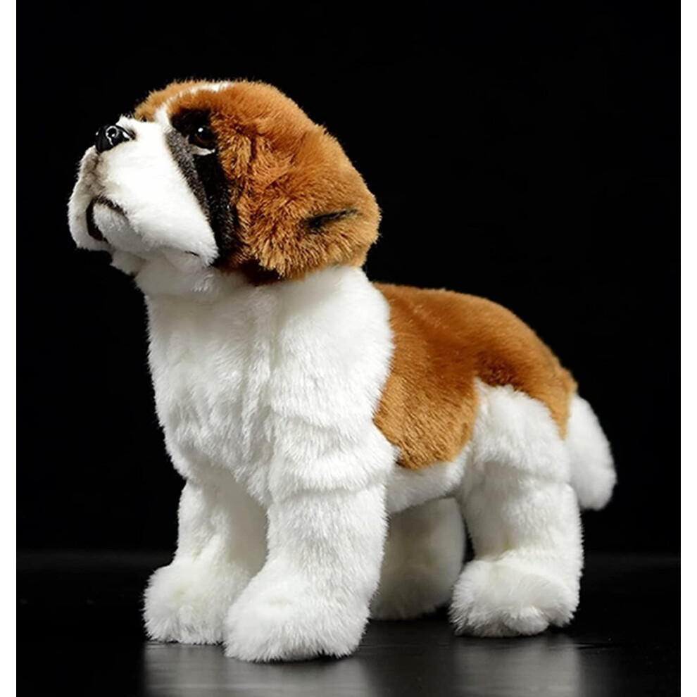 Frankiezhou Home Realistic Saint Bernard Dog Plush Toy Simulation Standing Pet 12 Inch Saint Bernard Dog Stuffed Animal Puppy Model Toy Unique Plush Gift Collection