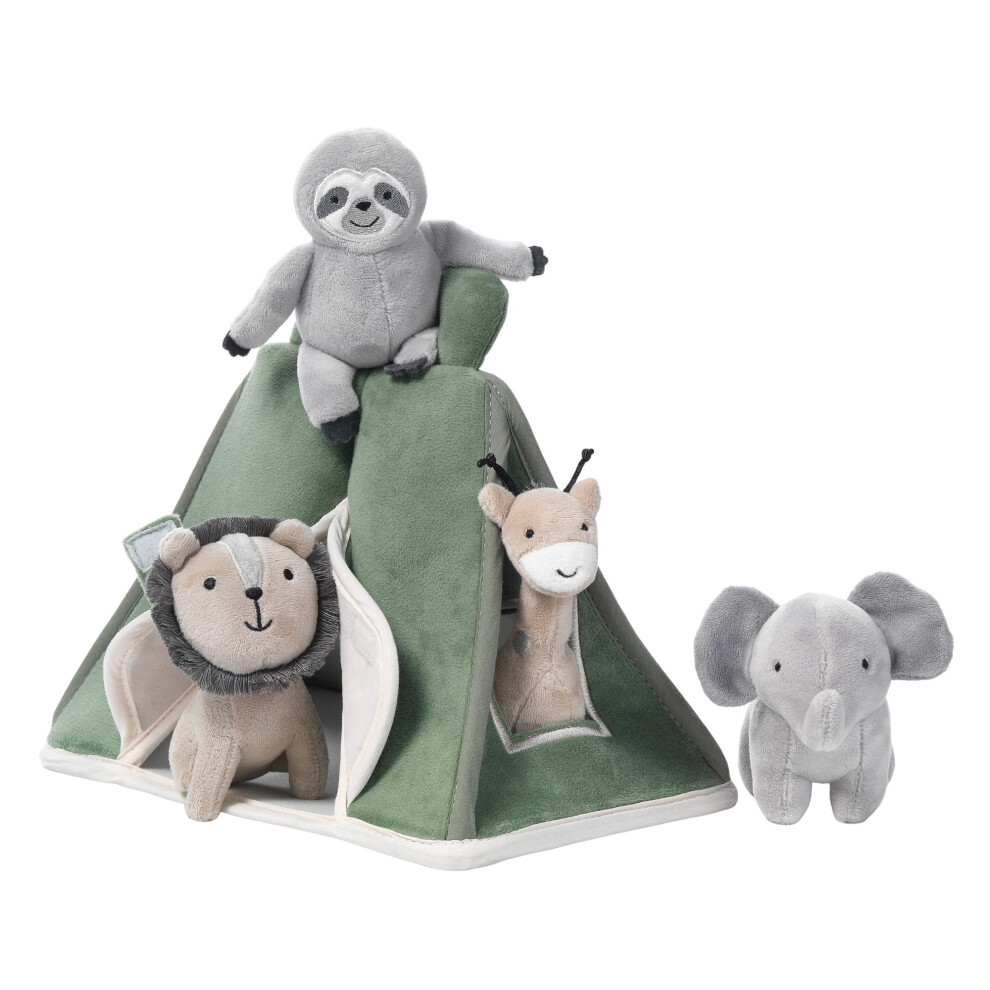 Tente verte interactive en peluche Safari/Jungle Lambs & Ivy avec jouets en peluche