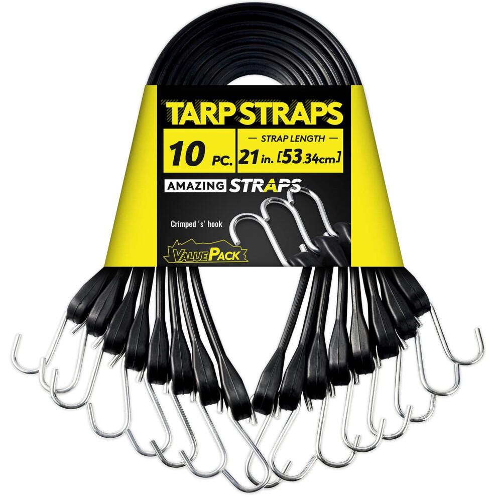 Rubber Bungee Cords Heavy Duty Outdoor With 1.8X Max Stretch & Over 176 Lbs Load 100% Epdm Black Bungee Straps With Crimped S Hooks For Cargo Tarps 749212340060