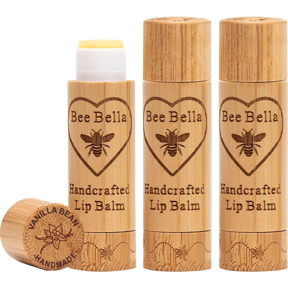 Bella Aurora Bella Bee Bella Lip Balm Vanilla Bean 3 Pack - Hydrating Moisturizing Lip Care 100% Natural Original Organic Beeswax With Vitamin E Handmade In Usa