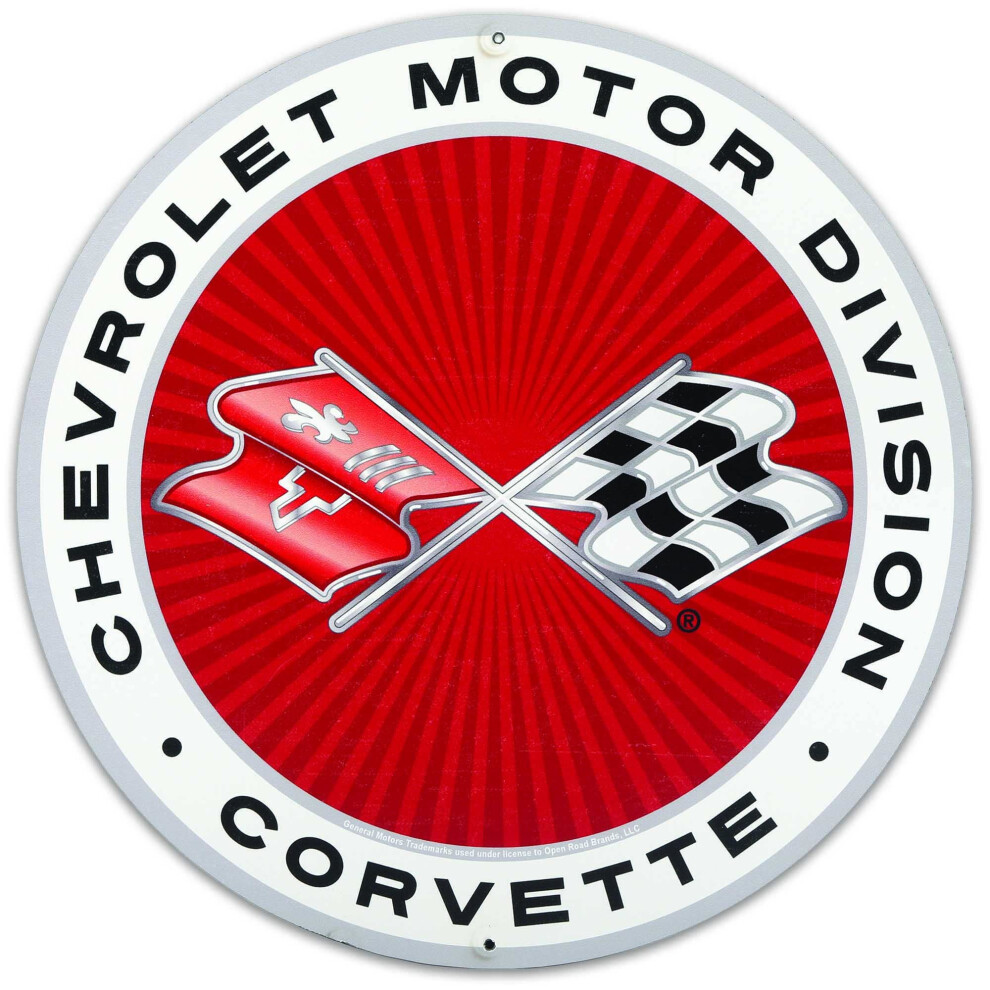 Chevrolet Motor Division Corvette Logo Rundes Metallschild - Klassisches Corvette-Schild F R Garage, Werkstatt Oder M Nnerh Hle-image