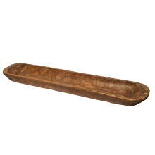B09QQTYHLB: 30-Inch Hand-Carved Decorative Wooden Dough Bowl - Rustic Long Bread Bowl, Large Centerpiece