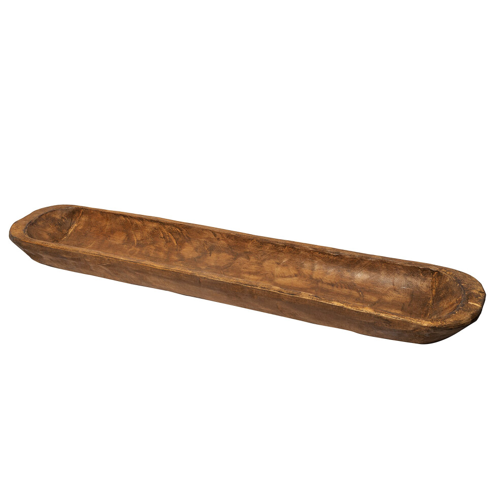 Mainevent B09qqtyhlb: 30-Inch Hand-Carved Decorative Wooden Dough Bowl - Rustic Long Bread Bowl, Large Centerpiece