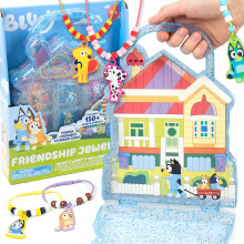 Horizon Group USA Kit de bijoux d'amitie Creer des bracelets et des colliers avec 150 perles et 6 charms Bluey Rangement Case inclus des cadeaux