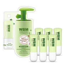 WBM Care Crianças, Bálsamo Labial Orgânico Hidratante & Calmante, Pacote de 6 (0.12 g Cada)