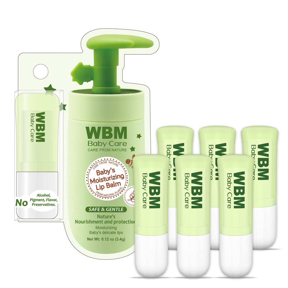 Balsamo Labbra Biologico Wbm Care Kids Enrich Con Ingredienti 100% Naturali, Effetto Idratante E Lenitivo, Confezione Da 6 (0,12 G Ciascuno)-image