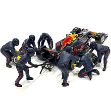 Formula One F1 Pit crew 7 Figurine Set Team Blue Release II for 118 Scale Models by American Diorama 76555