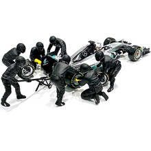 American Diorama Formula One F1 Pit Crew 7 figurs?t Team Black Release II til 1/18 skalamodeller