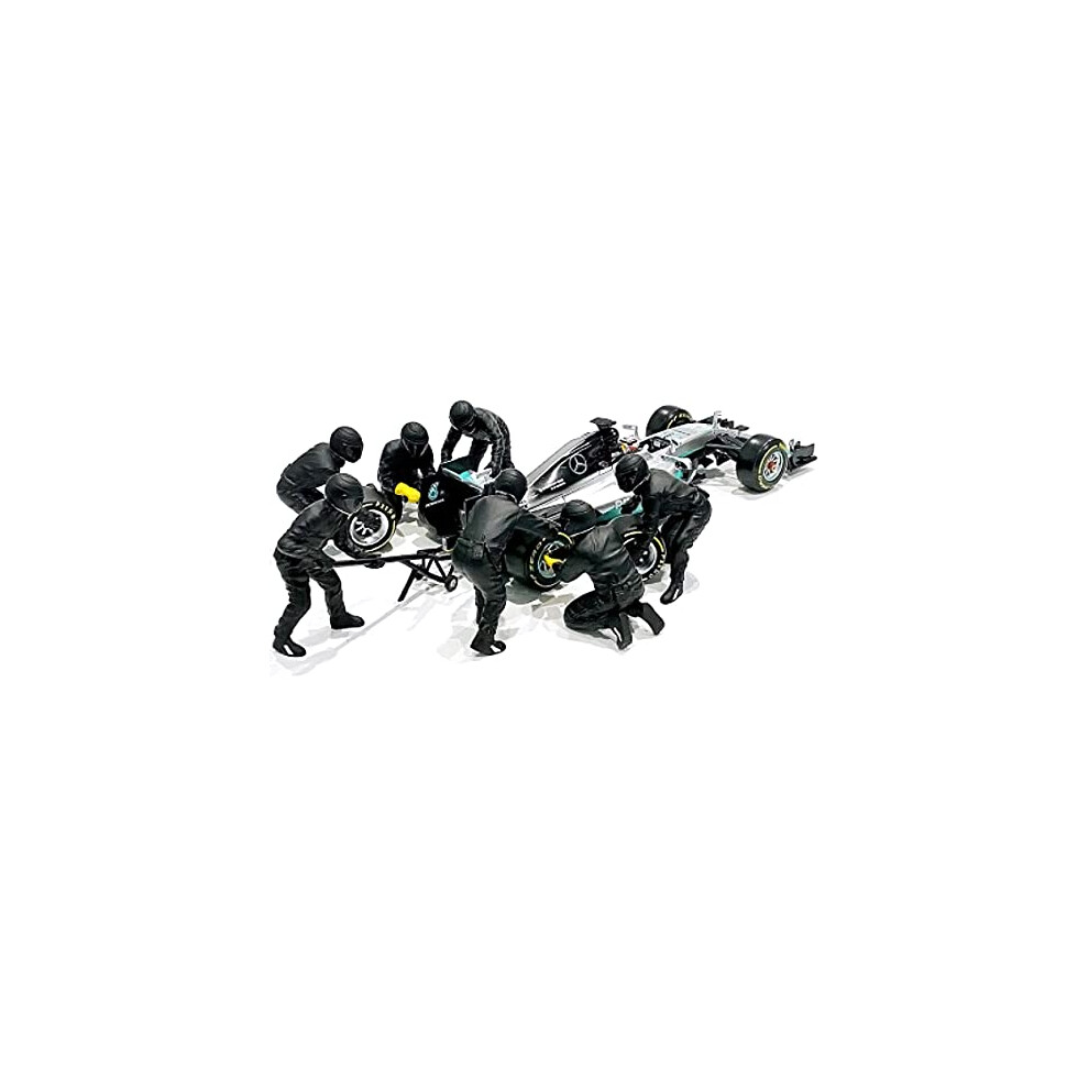 Photos - Action Figures / Transformers Formula One F1 Pit crew 7 Figurine Set Team Black Release II for 118 Scale Models by American Diorama 76554