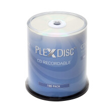 PlexDisc CD-R 700 MB 52X Silver Inkjet Hub Stampabile Registrabile Supporti - Confezione da 100 Cake Box (FFP) 631-315-BX 100 Dischi