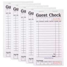 Stock Your Home Black+White Guest Check Books for Servers (5 Pack) Server Note Pads Waiter Checkbook Food Receipt Book Restaurant Order Pad Paper