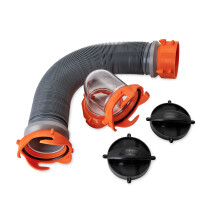 Camco 3-Foot Super Heavy-Duty Tote Tank Sewer Hose Kit | 18mil HTS Vinyl (39645)  Black