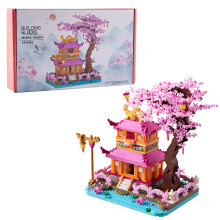 LUKHANG Create Your Own Tranquil Sakura Enjoy Flower Pavilion | 1810pcs Micro Building Blocks | Exquisite Architecture Model Kit | Unwind & Build for