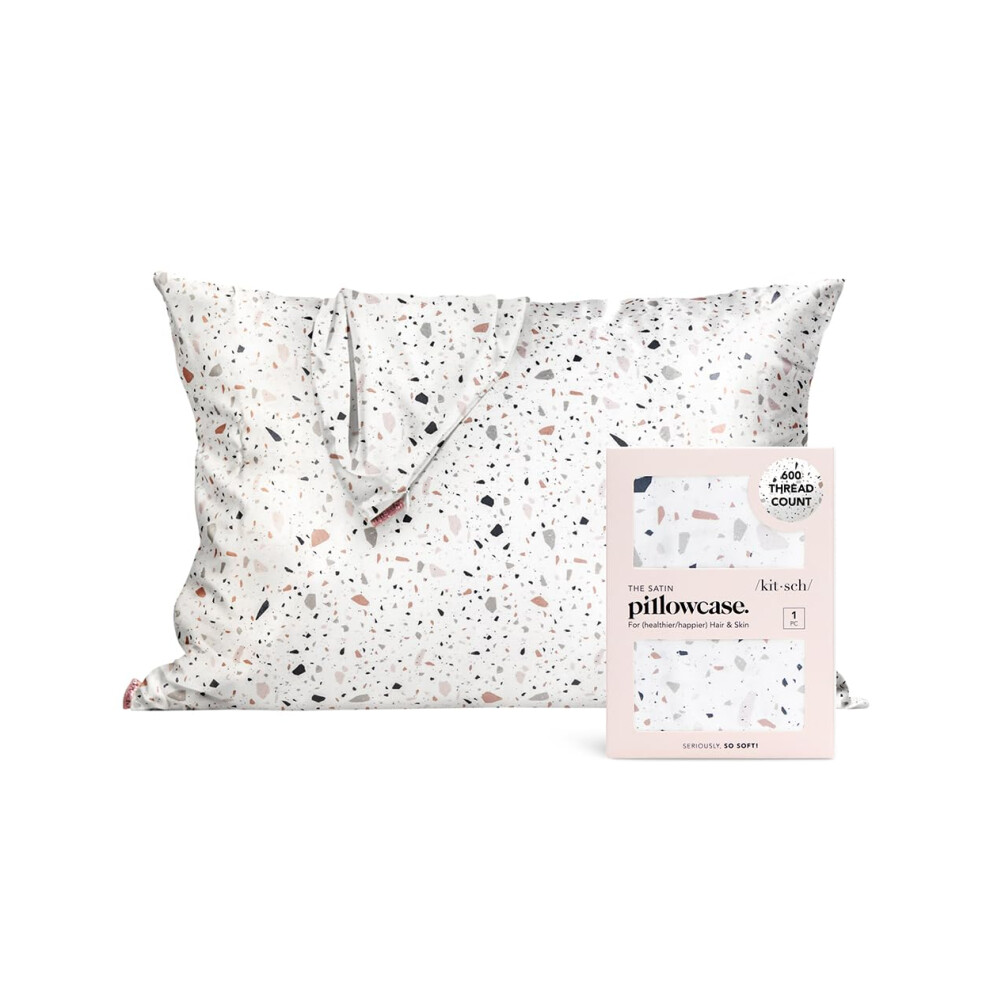 Taie d'oreiller en satin Kitsch avec fermeture    clair pour cheveux et peau Plus douce que les taies d'oreiller en soie Housses d'oreiller Queen S