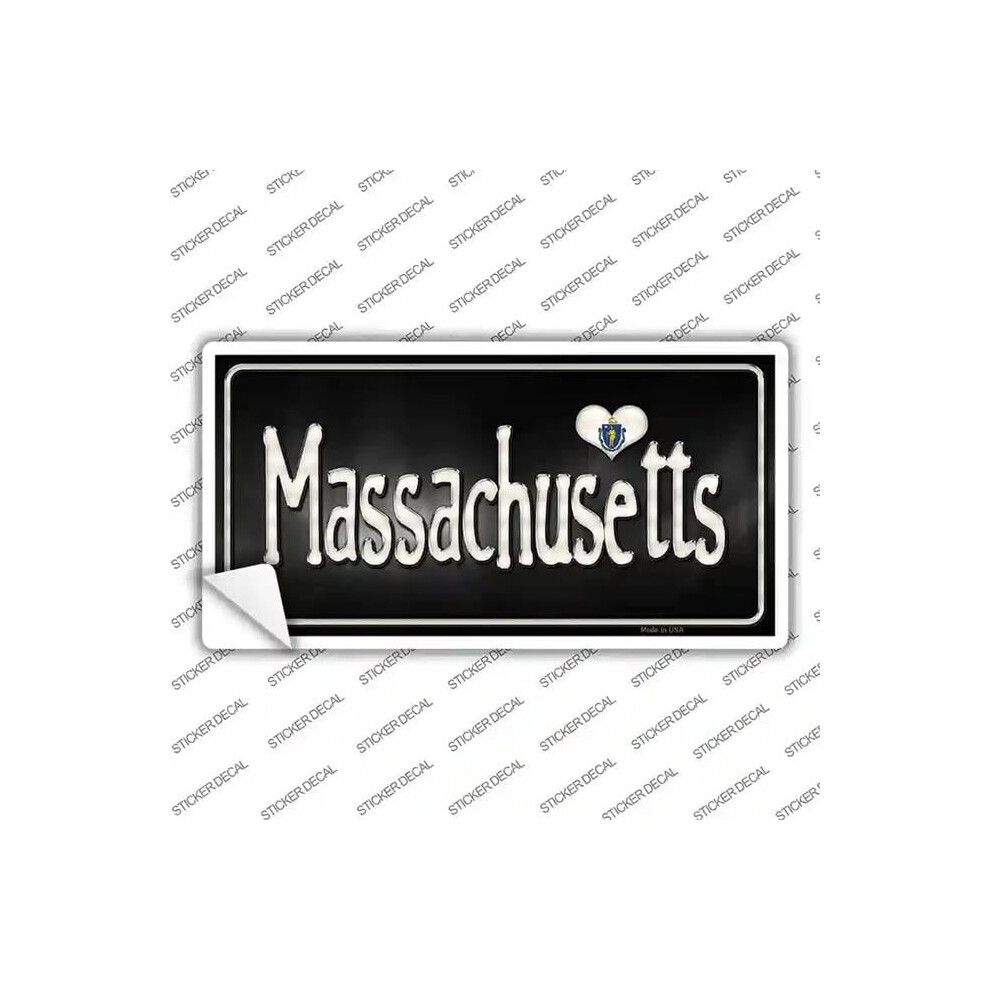 Smart Blonde Lp-9459S-L Massachusetts Flag Script Novelty Sticker Decal - Large 792636324253