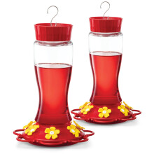 Kolibrimat 30 oz [Set om 2] Glas Kolibrimatar för Utomhus - Med Inbyggd Myggskydd - Cirkulär Perch