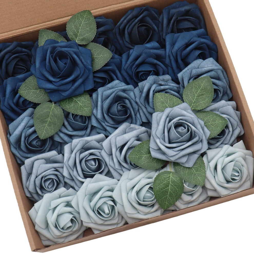 D-Seven Artificial Flower 25 PCS Fake Roses with Stem for DIY Wedding Bouquets Floral Arrangements Wedding Flower Backdrop Bridal Shower Baby Shower P