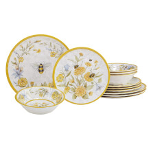 Certified International Bee Sweet 12 Piece Melamine Dinnerware Set  Service for 4  Multicolor