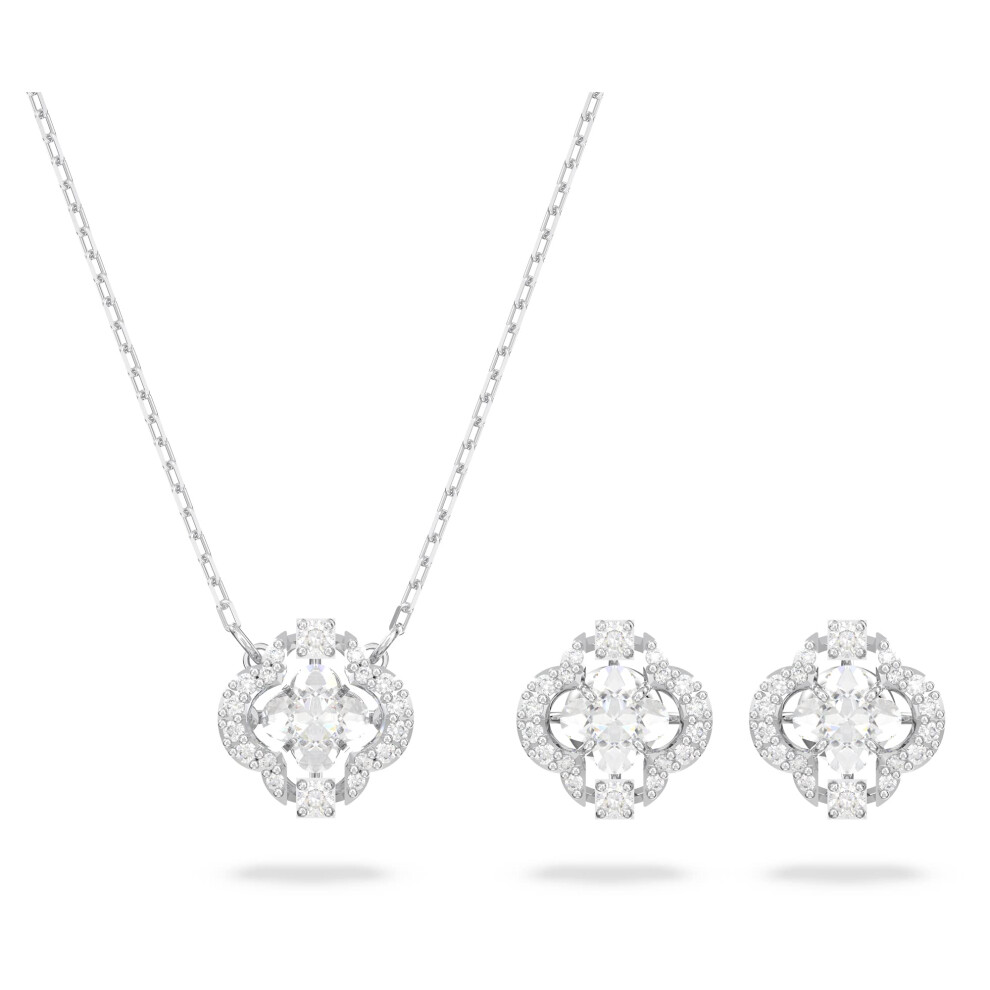 SWAROVSKI Sparkling Dance Set Collier et boucles d'oreilles     tige sertis de cristal blanc et de pav    assorti sur une monture en finition rhodium
