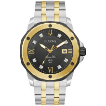 Bulova Men's Marine Star 'Series A' Two-Tone Stainless Steel Watch  Black Dial  3 Hand Model: 98D175