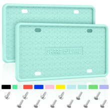 Qiqamole 2 Pack Silicone Frame Front Back Licensplade Cover/ Bracket Holder Rust-Proof Rattle-Proof Weather Proof for Us CA Standard Cars (Light