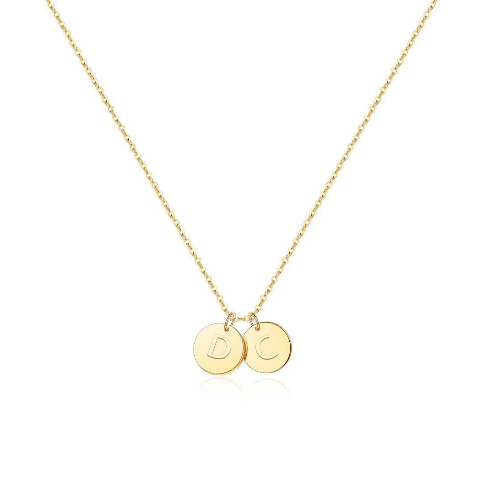 Colliers initiaux EXEINCITE pour femmes plaqu   s or 14 carats d   licats pendentifs en forme de disque avec lettre D et initiale C, bijoux cadeaux p