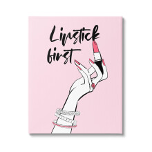 Stupell Industries Lipstick Eerste Make-up Kalligrafie Glamoureuze Zin Sieraden Accessoires Ontwerp door Martina Pavlova