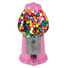 11-Inch Mini Gumball Machine - Vintage Candy Dispenser with Glass Globe  Metal Base  and Free Spin Coin Mechanism by Great Northern Popcorn (Pink)
