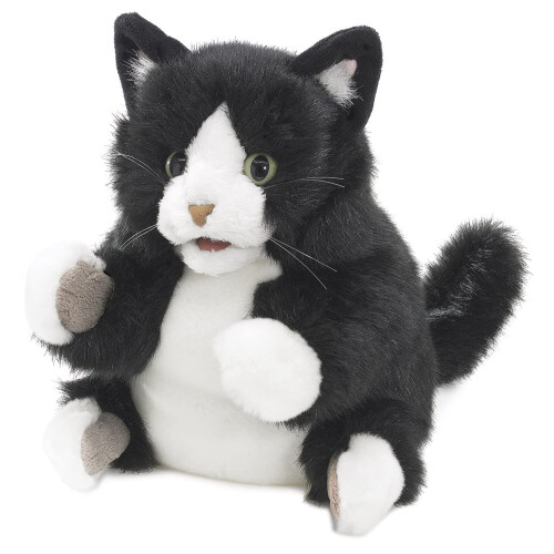 Folkmanis Tuxedo Kitten Handpop Zwart; Wit