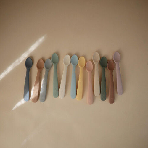 mushie Silicone Baby Feeding Spoons | 2 Pack (Tradewinds) 1