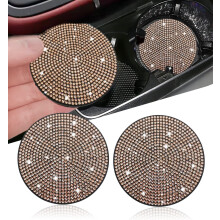 2 stks Bling Auto Bekerhouder Coaster 2,75 inch Anti-Slip Schokbestendig Universele Mode Voertuig Auto Onderzetters Insert Bling Strass Auto Automoti