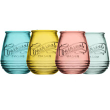 Wijnglazen set van 4 geassorteerde gekleurde stemloze glazen 21 OZ. Originele Mason Grote Wijnbeker Rode en Witte Wijn Drinkwaterglazen. Sapcocktails