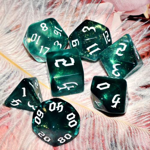 Galaxy ternings?t| M?rkegr?n Mix Cyan Crystal DND Ternings?t til br?tspil 2
