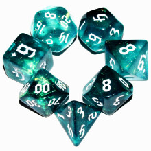 Galaxy ternings?t| M?rkegr?n Mix Cyan Crystal DND Ternings?t til br?tspil
